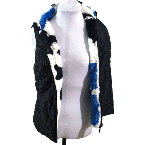 Funky Faux Fur Animal Print Reversible Vest M - Picture 5 of 7